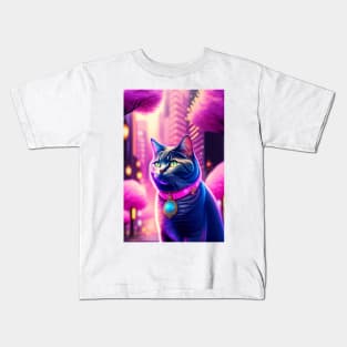 British Shorthair in Japan's pink lights Kids T-Shirt